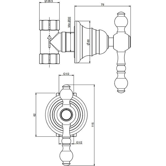 Запорный вентиль 1/2" Fima Carlo Frattini Epoque F5063/1CR (хром)